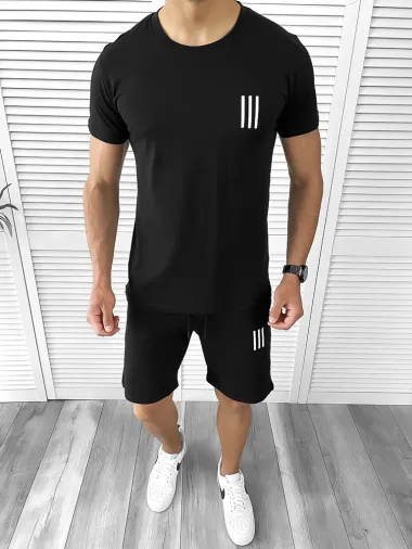 Trening barbati negru pantaloni + tricou 10588 P18-1.3